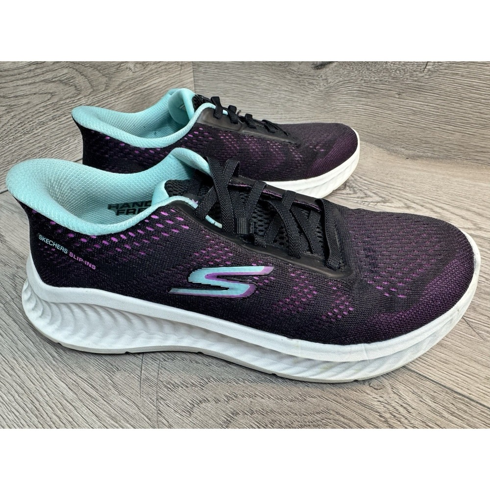 Skechers Slip-ins Go Walk Air Cooled Goga Mat Black Purple Womens 8 Shoes - Picture 2 of 11